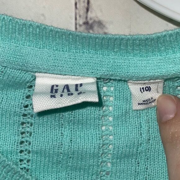 GAP Kids Mint Green Button Down Ribbed Cardigan Spring Sweater Girls Size 10 - Picture 4 of 7